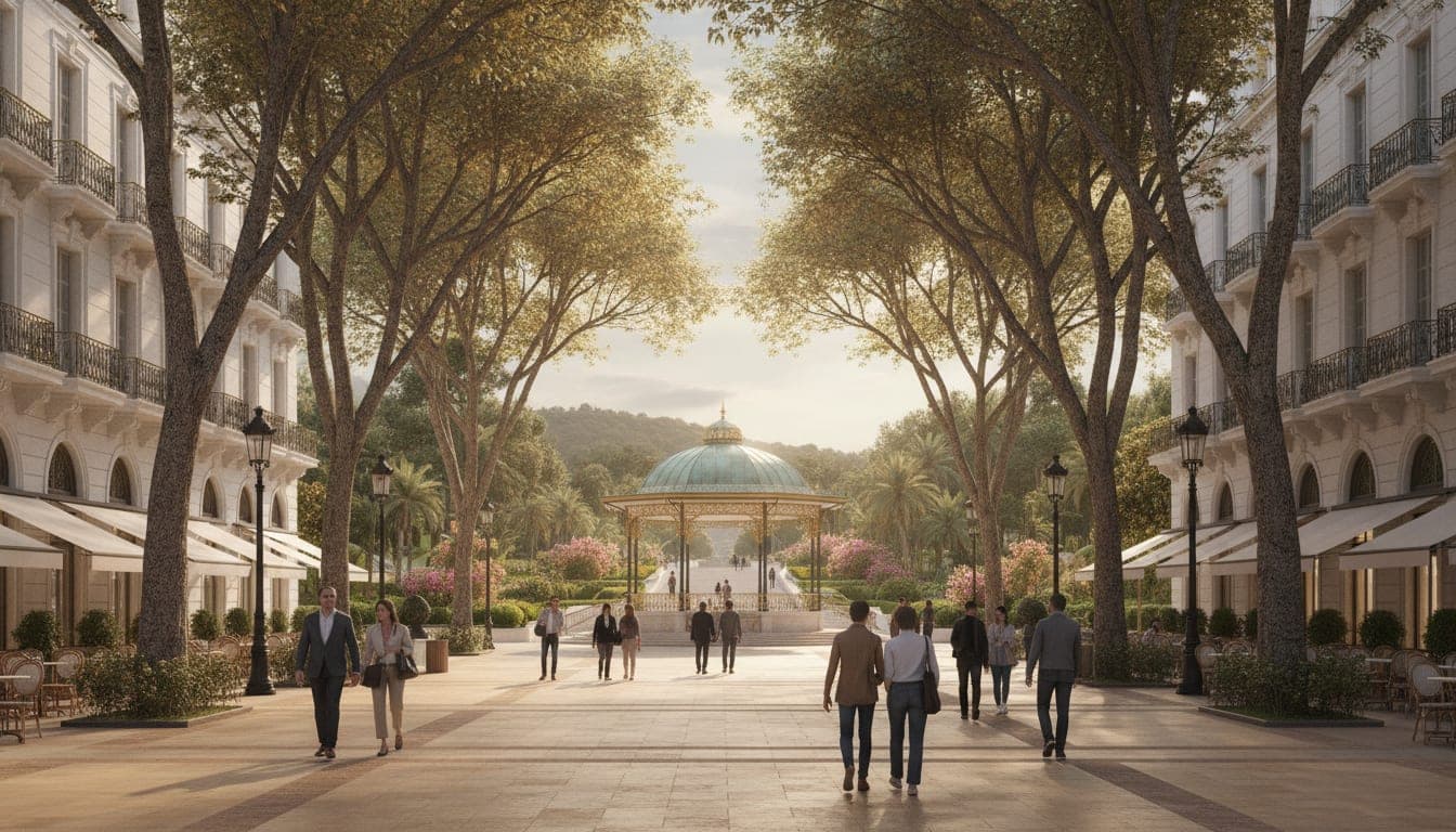 The Grand Cours promenade with its bandstand and classical facades