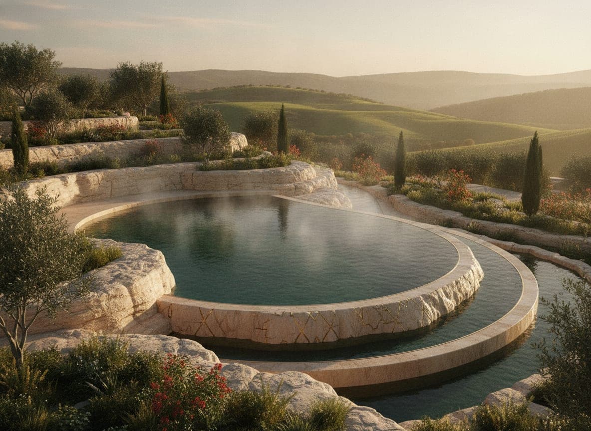 The natural hot spring pool amid travertine terraces